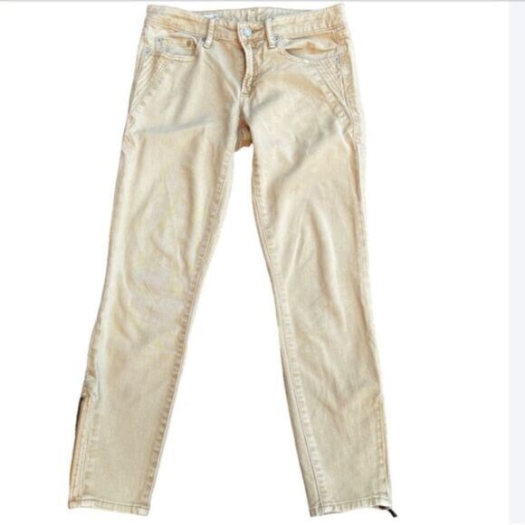 Gap Tan Low Rise Skinny Jeans with ankle zip size 26 hipster vintage 90s Y2K - Picture 2 of 5